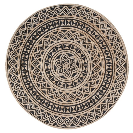- Round Tribal Swinning Wave Circular Screen Print Rug