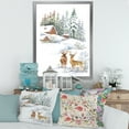 thumbnail image 3 of Designart 'Two Deers With Winter Cottage' Farmhouse Framed Art Print, 3 of 4