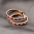 thumbnail image 2 of Hoop Earrings for Women, 14K Gold or Rhodium plated, Crystal, 1" Circle Hoop, 2 of 3