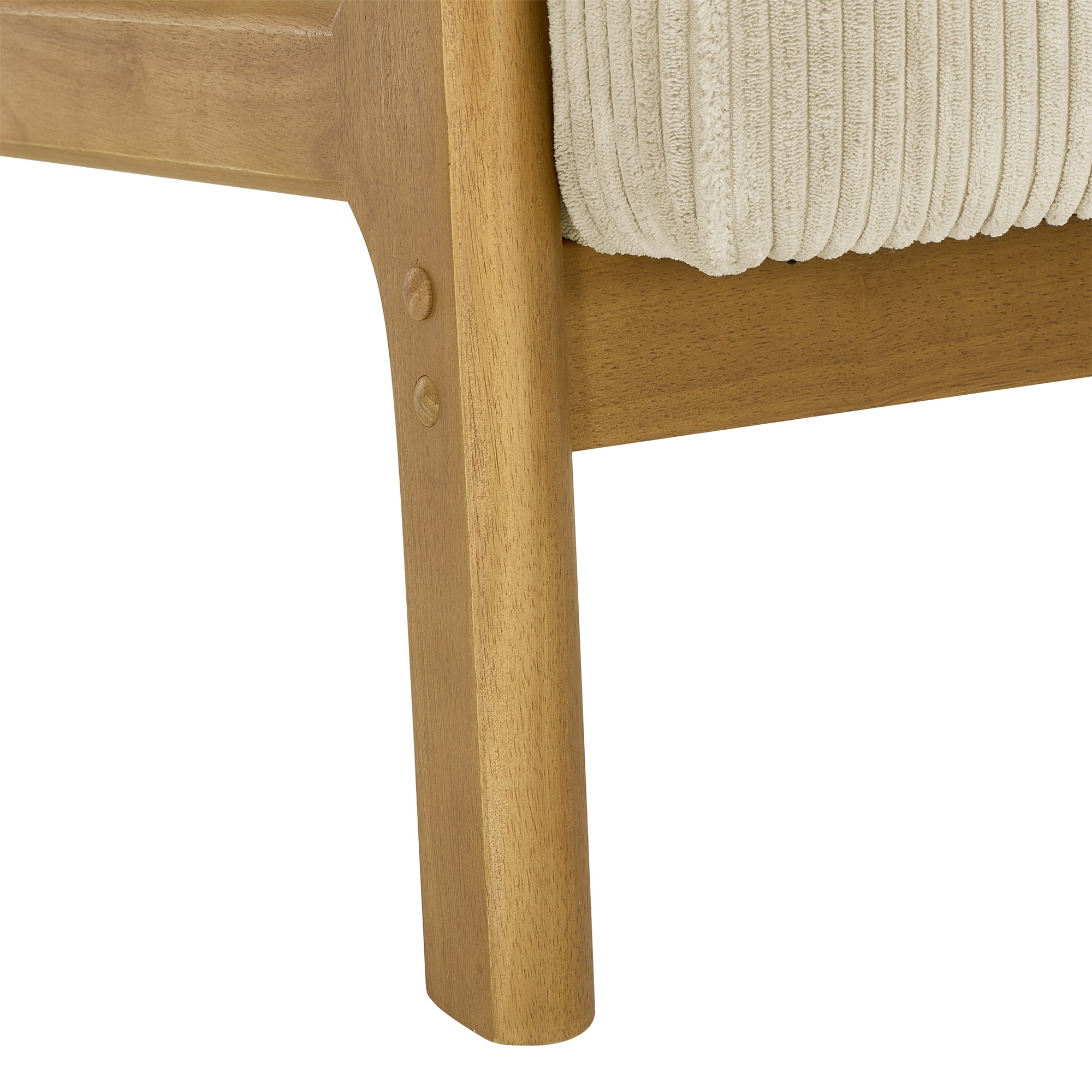 Aukfa Corduroy Mid Century Modern Accent Chair w/ Wood Frame&Pillow for Living Room, Khaki