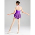 thumbnail image 5 of Alvivi Robe de Danse Sans Manches Patinage Artistique pour Grande Fille avec Strass Justaucorps Violet 6, 5 of 5