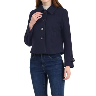 Allegra K Women's Trench Coat - Turn Down Collar, Single Breasted Winter Coat