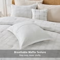 thumbnail image 2 of Regency Heights Waffle Weave Comforter Set with Throw Blanket for Couch, 5-Piece Full/Queen Size Lightweight Comforter Bet Set for All Season, Textured Bedding Set for Bed & Sofa, White/Multi Color, 2 of 11