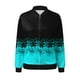 thumbnail image 3 of Gibobby chaquetas largas Chaquetas diarias informales para mujer, chaqueta informal ligera con cremallera, abrigo con estampado Floral, cuello levantado, prendas de vestir deportivas (Azul, XL), 3 of 5