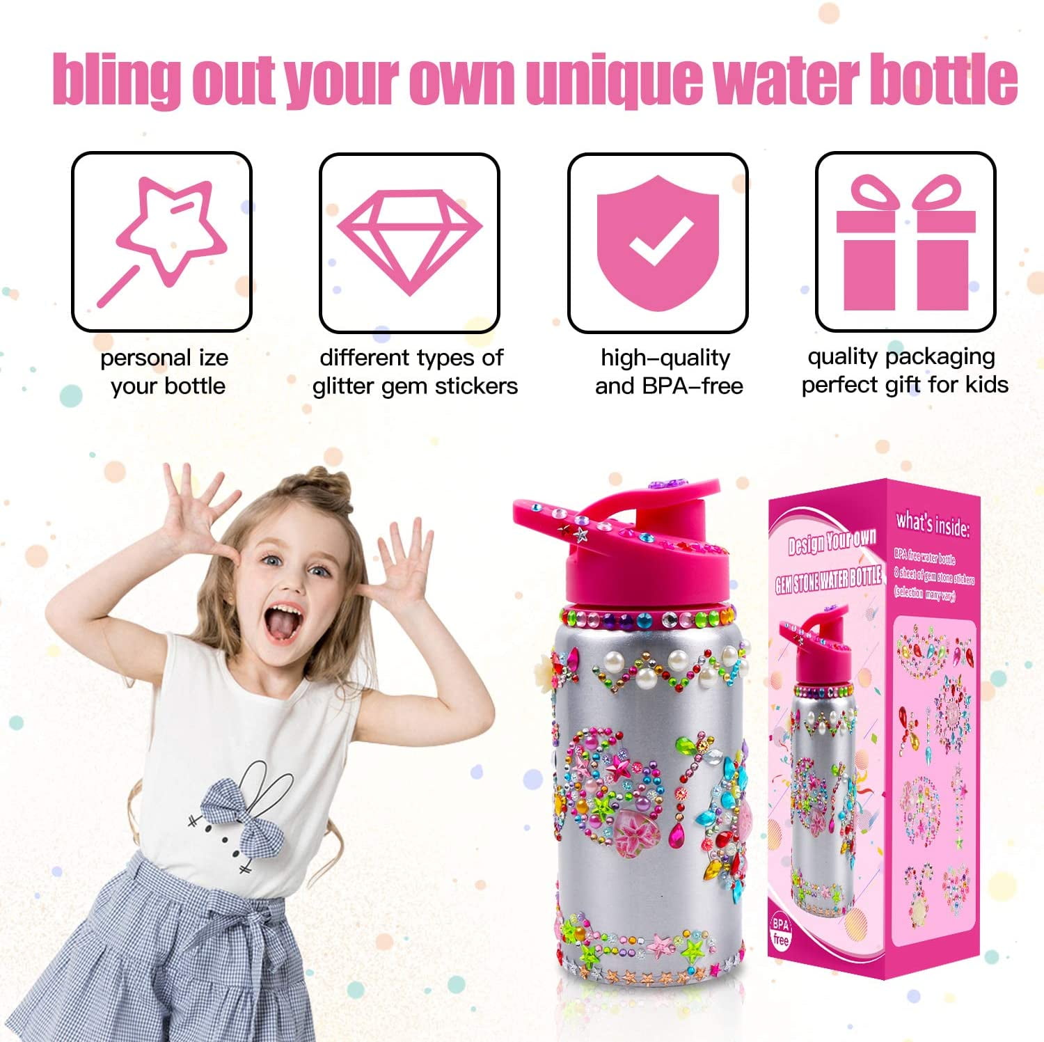 Cocomelon Decorate Your Own Water Bottle by Creative Kids - BPA Free  Toddler Water Bottle with 4 Sheets of Customized Stickers - DIY Arts and  Crafts 