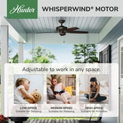 Hunter - Builder Indoor/Outdoor Ceiling Fan, 52-inch, New Bronze, Traditional-style, 3-speed WhisperWind Motor, 53292, for porches, patios, sunrooms, bathrooms