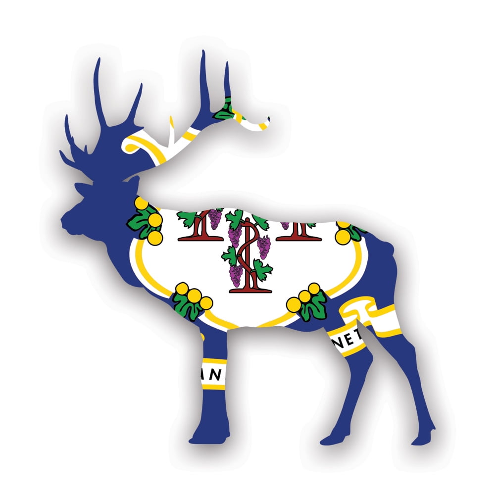 Connecticut Deer Shaped Flag Sticker Decal Self Adhesive Vinyl