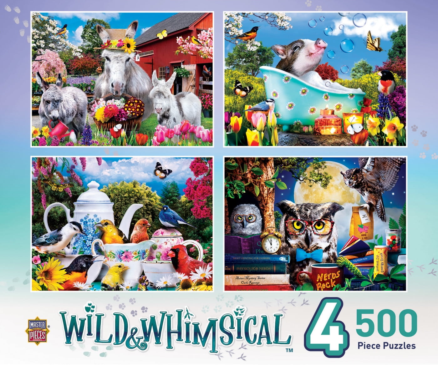 MasterPieces 500 Piece Jigsaw Puzzle - Wild & Whimsical 4-pack - 14'x19'
