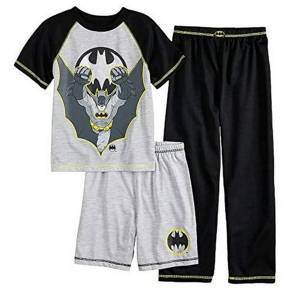 Batman Gotham City Superhero Boy's 3-Piece Pajama Set, Size 8