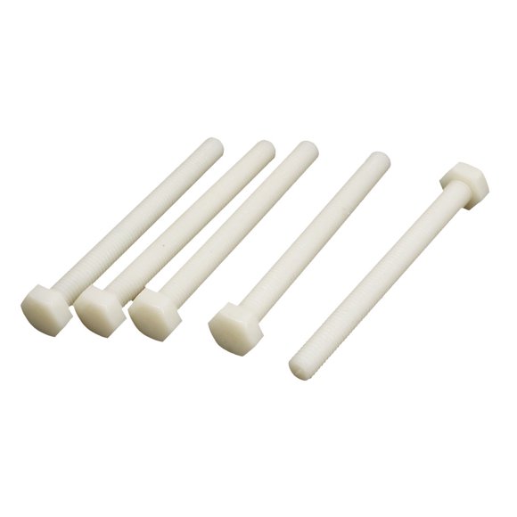 Unique Bargains M10 x 100mm Full Thread 1.5mm Pitch Nylon Metric Hex Head Cap Screw Bolt 5 Pcs