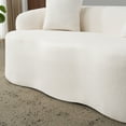 thumbnail image 3 of White Curved Loveseat Sofa with Round Armrest, Teddy Velvet Fabric Compression Couch with 2 Pillows, Cream Couch for Small Space, Living Room, Bedroom, No Assembly, 3 of 8