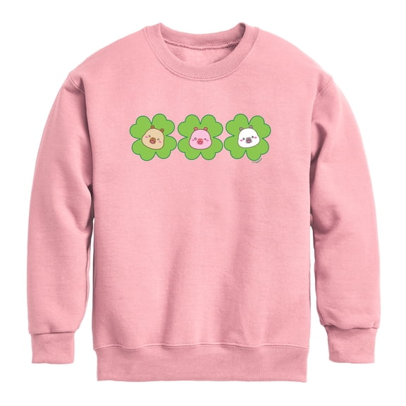CapyFun - Capybara Four Leaf Clover Faces Graphic Long Sleeve Fleece Sweatshirt