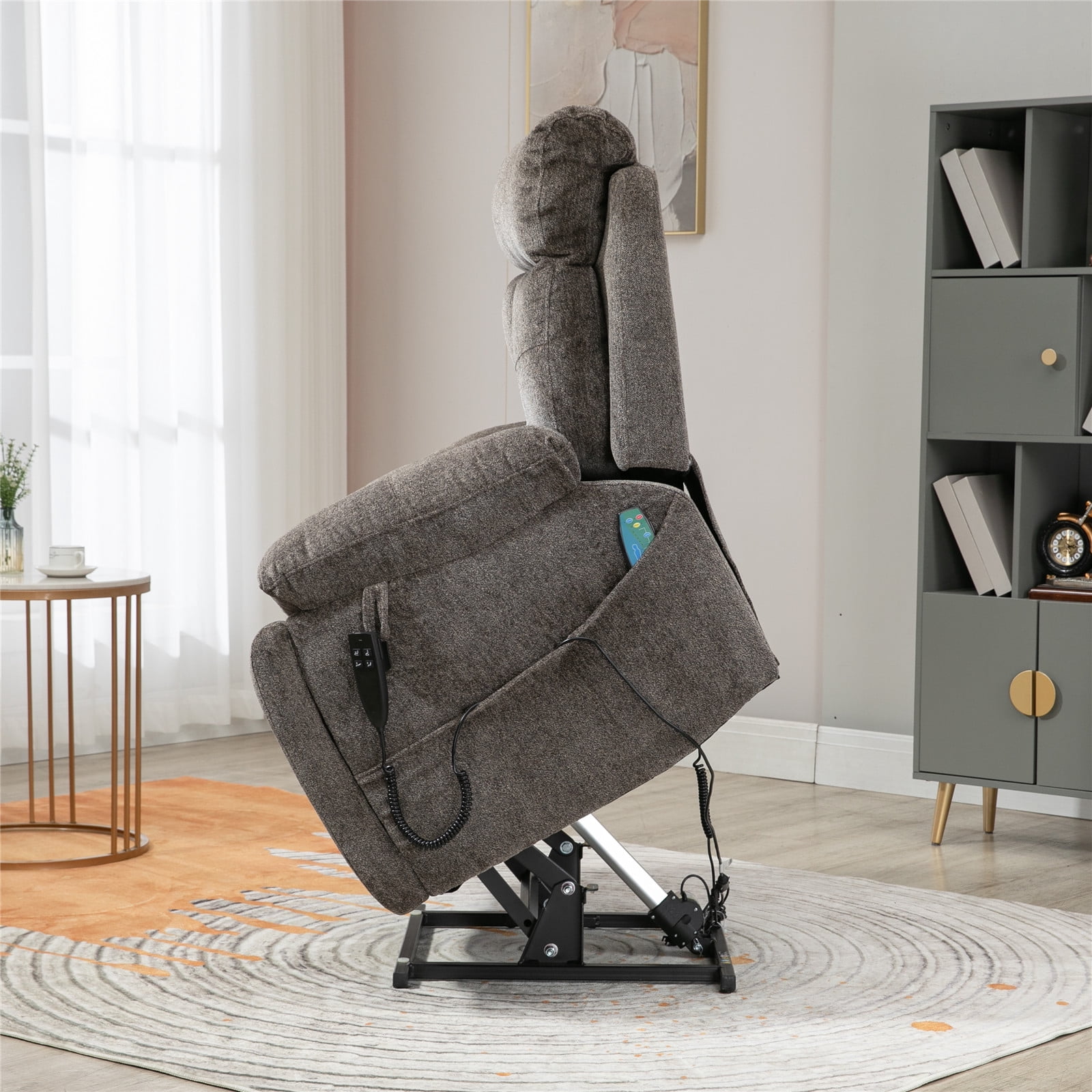 LITVZ Large Power Lift Recliner Chair for Elderly, Oversized Lift Chair with Heat and Massage, 26in Extra Wide, Big Man 400lbs, Hidden Cup Holder Lay Flat Recliner Chairs for Sleeping