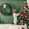 thumbnail image 3 of 12 PCS Christmas Bows for Wreath, Velvet Wreath Bows for Front Door, Christmas Snowflake Decoration Tree Bows for Winter New Year Indoor Outdoor Decor (Khaki), 3 of 3
