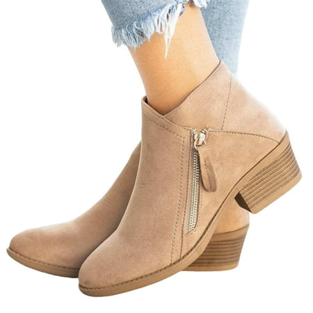 

Vintage Womens Boots Plus Size Slip on Pointed Toe Shoes for Jeans Trench Coat Calf Pants 37 Creamy-white