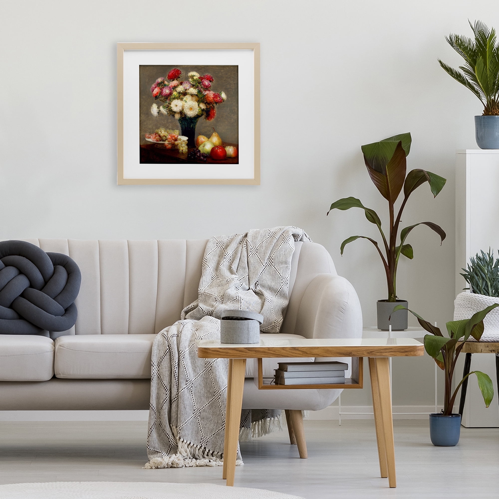 Stupell Industries Fruit & Asters Still Life Birch Framed Print Under Glass, design by CAD Designs
