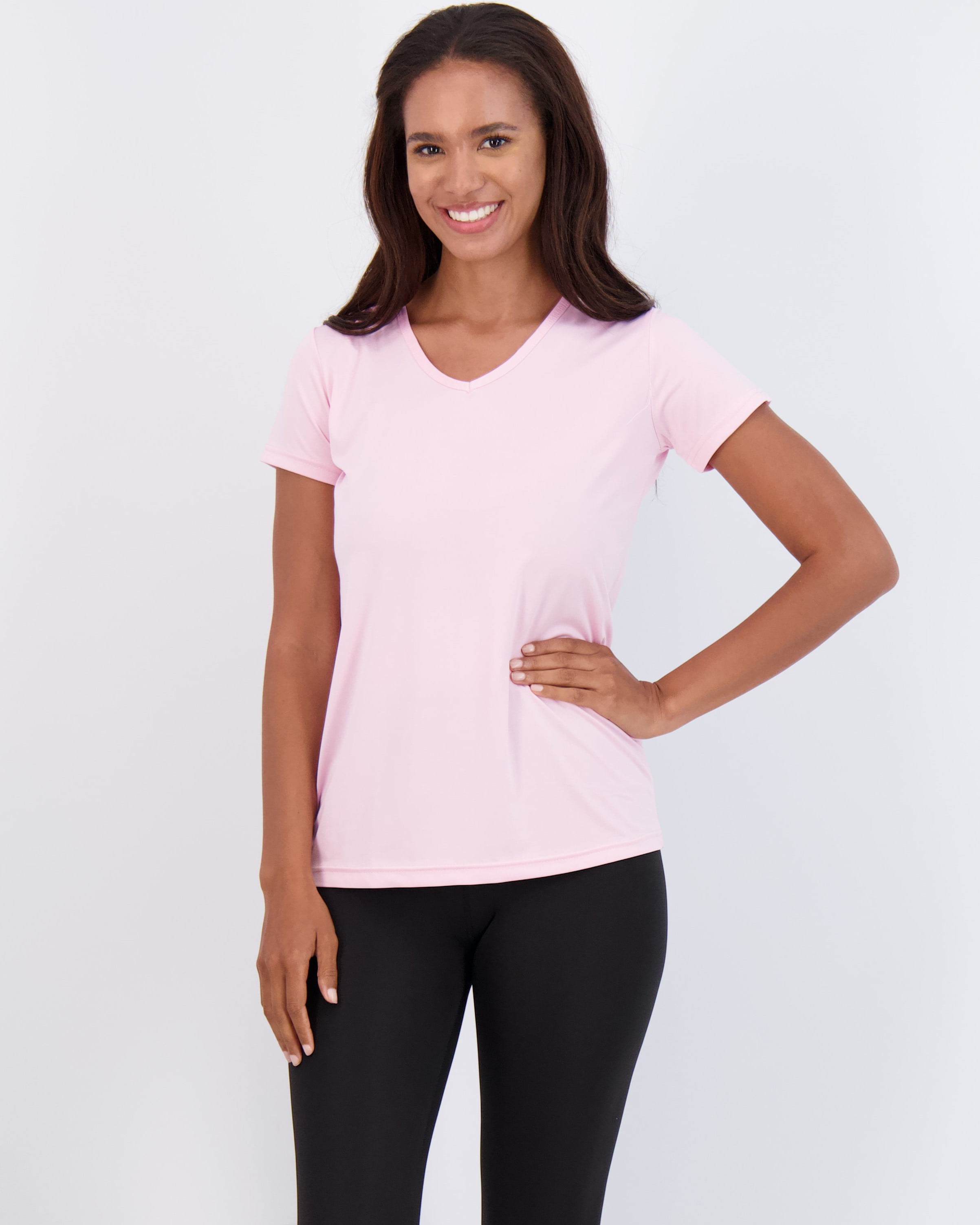 5-Pack Women's Short Sleeve V-Neck Activewear T-Shirt Dry-Fit Moisture  Wicking Perfomance Yoga Top (Available in Plus Size) - Walmart.com