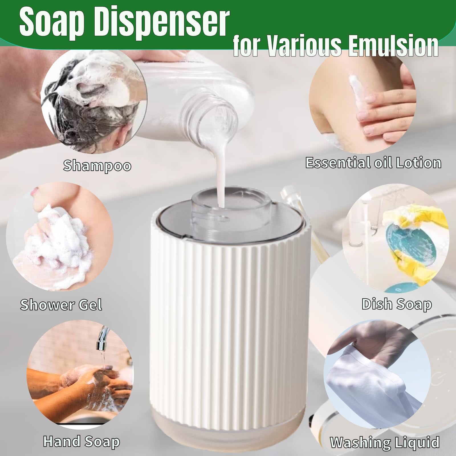 Automatic Soap Dispenser, Touchless Foaming Soap Dispenser Bathroom,Upgrade Hand & Dish Electric Dispenser 4-Level Adjustable Waterproof Wall Mount Kitchen Auto Soap Pump（Foam）