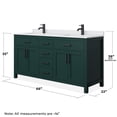 thumbnail image 5 of Wyndham Collection Beckett 66" Wood Double Bathroom Vanity in Green/Matte Black, 5 of 6