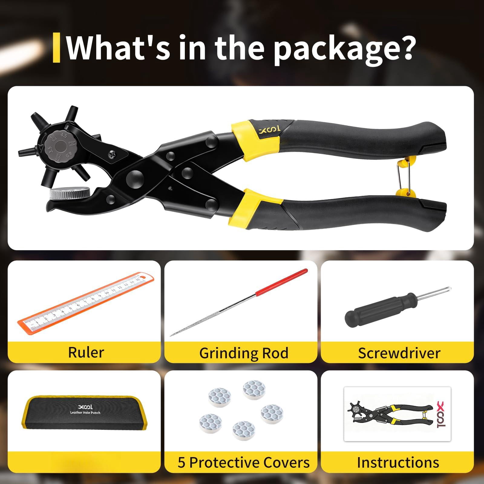 Round & Oval Leather Hole Punch Set  Upgraded Long Handle Revolving Plier Kit For Belts Watch Bands Straps Dog Collars Saddles Shoes Fabric Diy Home Craft Project