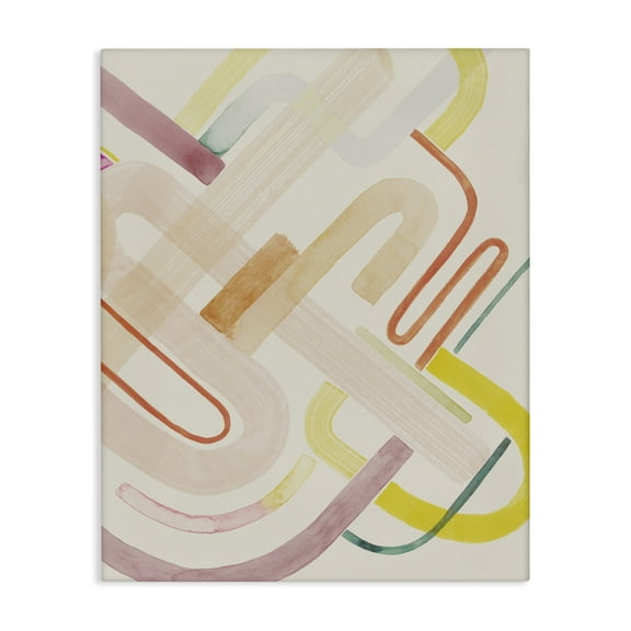 Stupell Industries Overlapping Curved Shapes Abstract Painting Gallery Wrapped Canvas Art Print Wall Art, 16 x 20