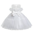 thumbnail image 3 of Otqutp Wedding Dress for Baby Girls Toddler Kids Baby Girls Bow Tulle Patchwork Party Princess Dress Clothes 1-5Y Swing Dress for Toddler Girls(White,2-3 Years), 3 of 8
