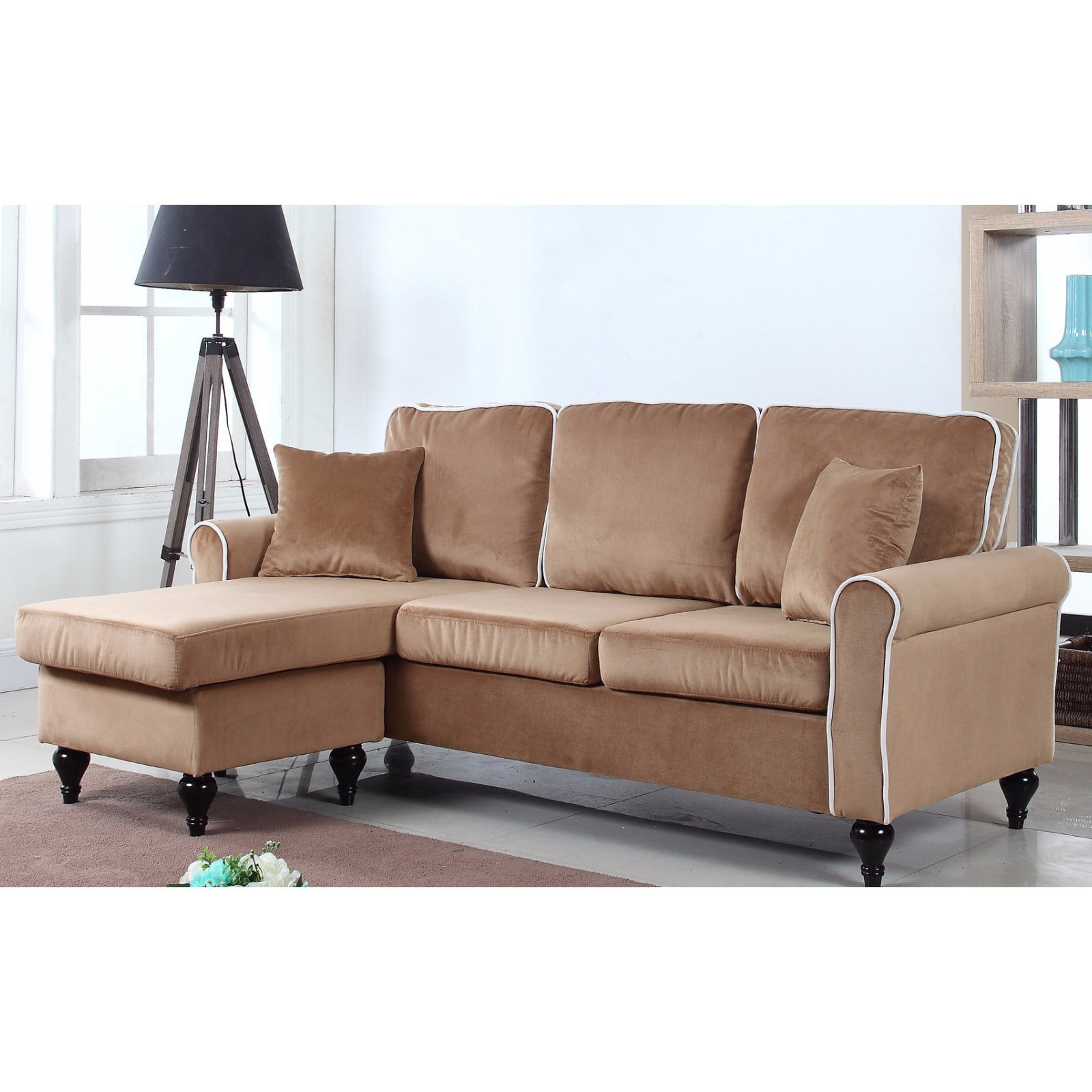 Madison Home Traditional Small Space Velvet Sectional Sofa