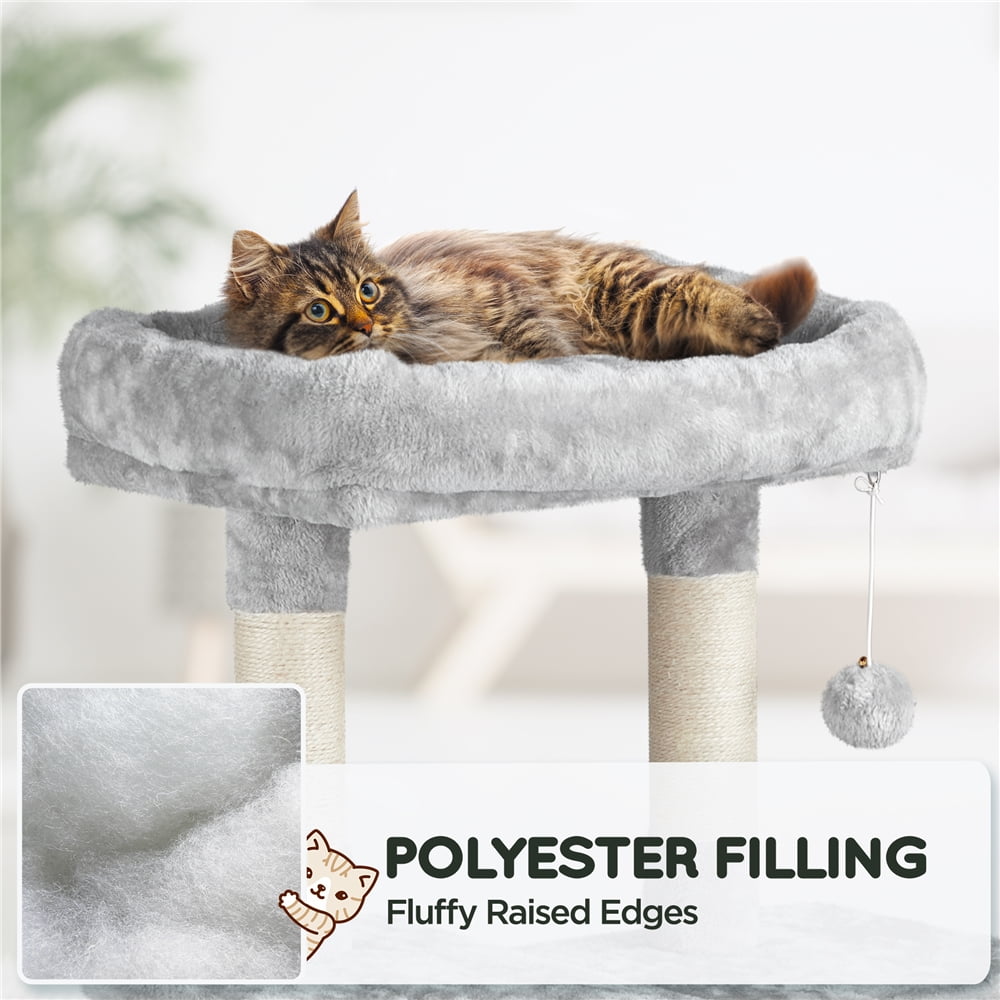 Alden Design 63" H Cat Tree Tower with Hammock and Scratching Posts, Light Gray
