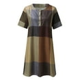 thumbnail image 5 of B91xZ Robes d'Été pour Femmes Col en V Profond Manches Courtes à Volants Couleur Unie Mini Robe, Marron TTTG, 5 of 5