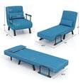 thumbnail image 3 of Costway Folding 5 Position Convertible Sleeper Bed Armchair Lounge Couch w/ Pillow Blue, 3 of 9