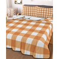 thumbnail image 3 of Quilts Twin Size, Orange Plaid Soft Comforter Bedding Set for Bed, Gradient Geometric Buffalo White Checkered Lightweight Quilted Bedspread with Pillow Cover(2 Pieces) for All Season, 68x86 Inch, 3 of 6