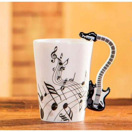 

240ml Creative Music Ceramic Mug Guitar Violin Style Cute Coffee Tea Milk Stave Mugs And Cups with Handle Novelty Gifts -240ml -Black Bass