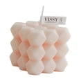 thumbnail image 1 of Vela con forma de cubo de burbujas geométrico, cera de soja, aceite esencial, fragancia, decoración Rosado, 1 of 9
