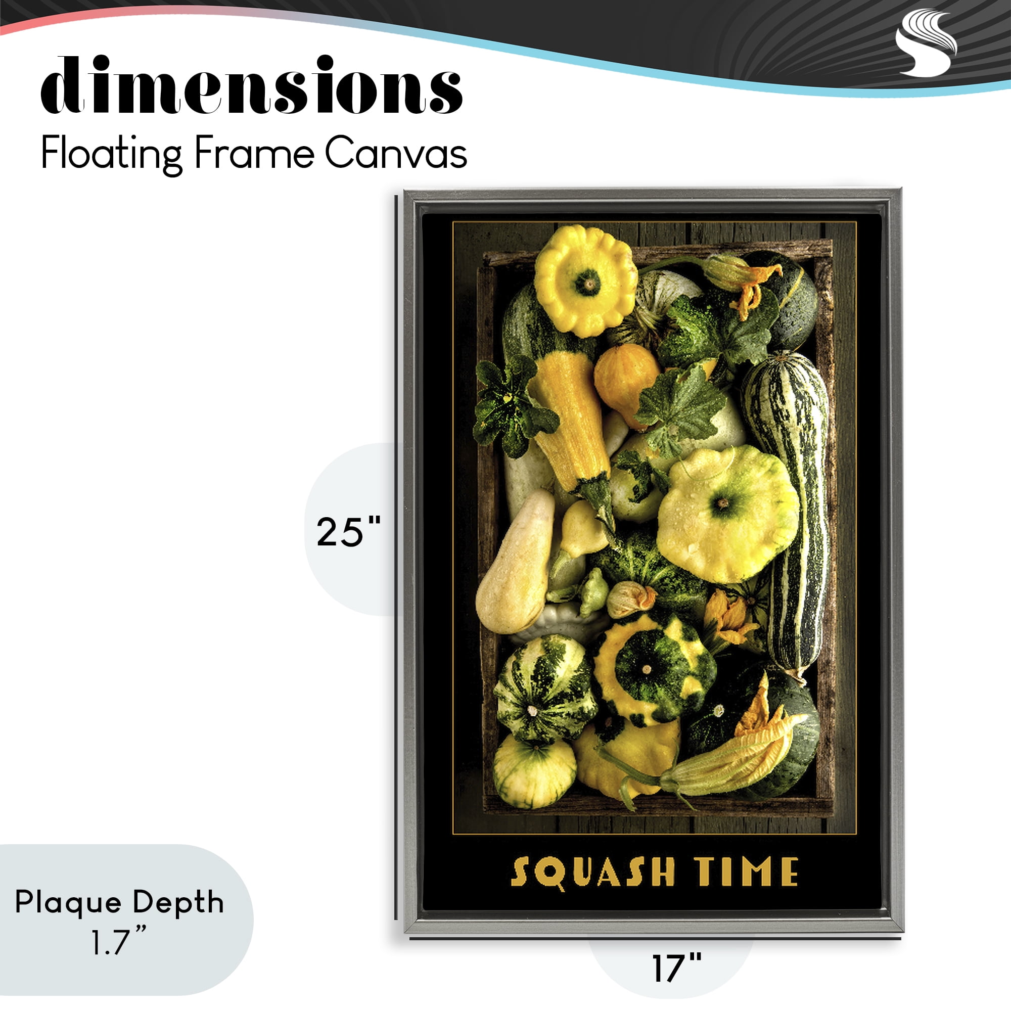 Stupell Industries Squash Time Vibrant Vegetables Gray Framed Floater Canvas Wall Art, design by Carl Kravats