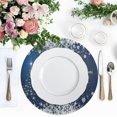 thumbnail image 5 of GZHJMY Blue Christmas Snowflake Round Placemats Set of 4, Non-Slip PVC Table Mats Washable Heat Resistant Place Mats for Kitchen Dining Table Christmas Home Decor, 15.4 Inch Table Mat, 5 of 7
