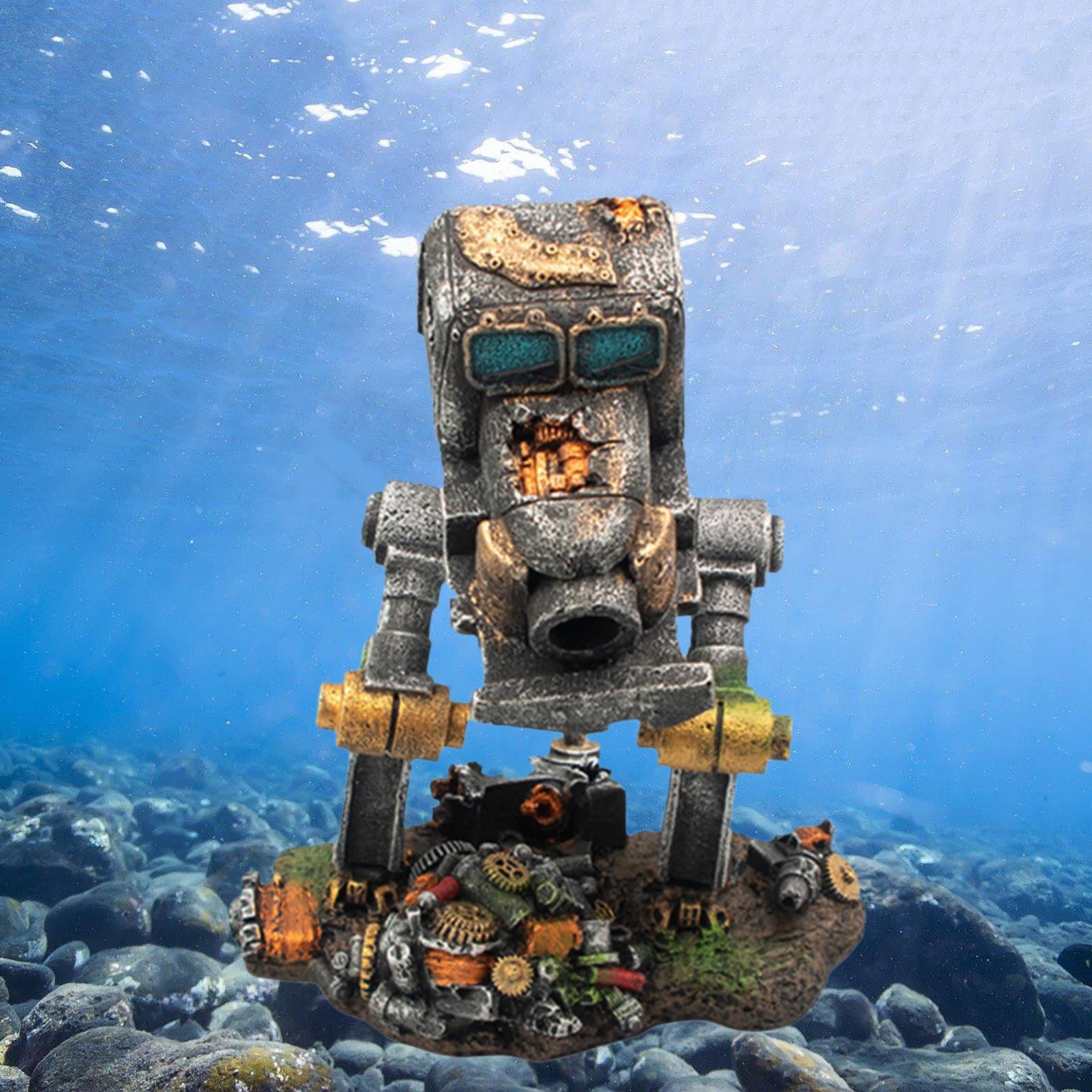 Bvdfgk Aquarium Landscape Ornament Background Fish Tank Hideout Robot Decor Resin Material Suitable for Betta Turtle Crayfish Crustaceans Breeding Res