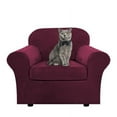 thumbnail image 4 of JIAN YA NA Stretch Velvet Sofa Covers Large Couch Covers Sofa Slipcovers with Seperate Seat Cushion Covers(Burgundy, Armchair Cover), 4 of 7