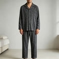 thumbnail image 5 of Xcmzpl Mens Cotton Pajama Set Soft Button Down Sleepwear Lounge Pjs Bottoms Long Sleeve Loungewear Comfy Lightweight Breathable Sleep Sets with Pockets M-4XL, 5 of 5