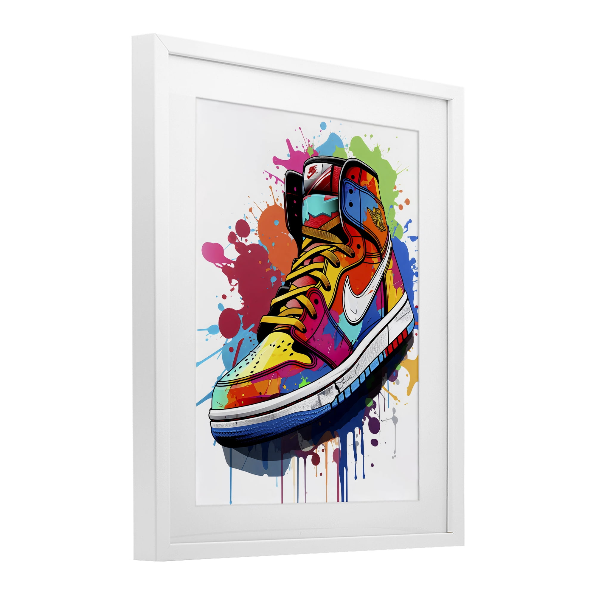 Stupell Industries Graffiti Sneaker on White White Framed Print Under Glass, design by Creative Studio
