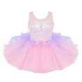 thumbnail image 4 of Raenseen Kids Girls Sleeveless Shiny Sequins Ballet Gym Dance Leotard Tutu Dress Ballerina Costume Pink 4, 4 of 8
