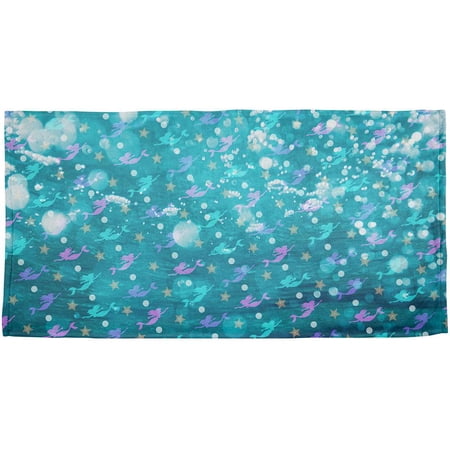 Mermaids Pearls and Starfish Pattern All Over Bath Towel