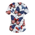 thumbnail image 5 of 4th of July Scrub Tops for Women Loose Short Sleeve American Flag Print Scrub Shirts V Neck USA 250th Anniversary Celebration Party Scrubs Medical Nurse Workwear Nursing Uniform with Pockets Navy 5XL, 5 of 6