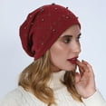 thumbnail image 2 of Wipya Double-Layer Cozy Knit Hat for Women Winter Thermal Beanie with Elegant Detail for Cold Weather Casual Outdoor Wear Red, 2 of 4