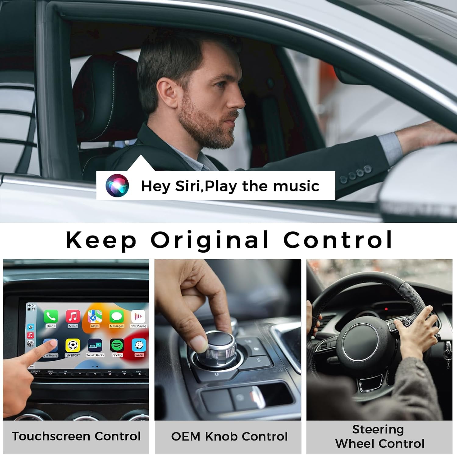 Wireless CarPlay Adapter Bluetooth Car Adapter for iPhone 16 Pro Max, Convert to Wireless For iPhone ios10+ Low Latency Replacement Carplay Cable Suitable for Toyota, Honda, Jeep, etc. (White)