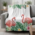 thumbnail image 2 of Pink Flamingo Birds Blanket Soft Cozy Warm Throw Blanket for Couch, Plush Fuzzy Flannel Fleece Blankets for Sofa, Summer Tropical Plants Flowers Bed Blankets Lightweight Gifts for Women, 50"x60", 2 of 9