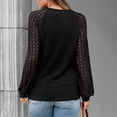 thumbnail image 4 of SUNBS Womens Tops Hollow-Out Lace Crewneck Blouses Fashion Casual Long Sleeve Shirts, 4 of 9