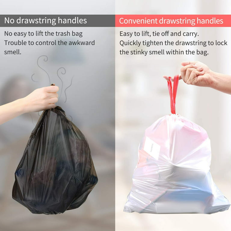 Drawstring Plastic Trash Bags, Garbage & Bin Bags