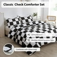 thumbnail image 4 of LUCKYBULL Full Comforter Set 3 Pieces Fluffy Bedding Set Black Plaid Down Alternative Comforter, Checkered Soft Textured Comforter with 2 Pillowcases All Seasons, Black and White, 4 of 6