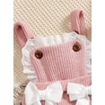 thumbnail image 6 of Lnzyyephy Baby Suit Set, Contrast Color Bowknot Sleeveless Ruffle Knitted Romper and Hat for Girls, 0-18 Months, 6 of 9