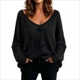 thumbnail image 2 of Lnmiateer Women Oversized V‑Neck Chunky Knit Pullover Sweater Drop‑Shoulder Loose‑Fit Slouchy Fall Winter Daily Outfit, 2 of 6